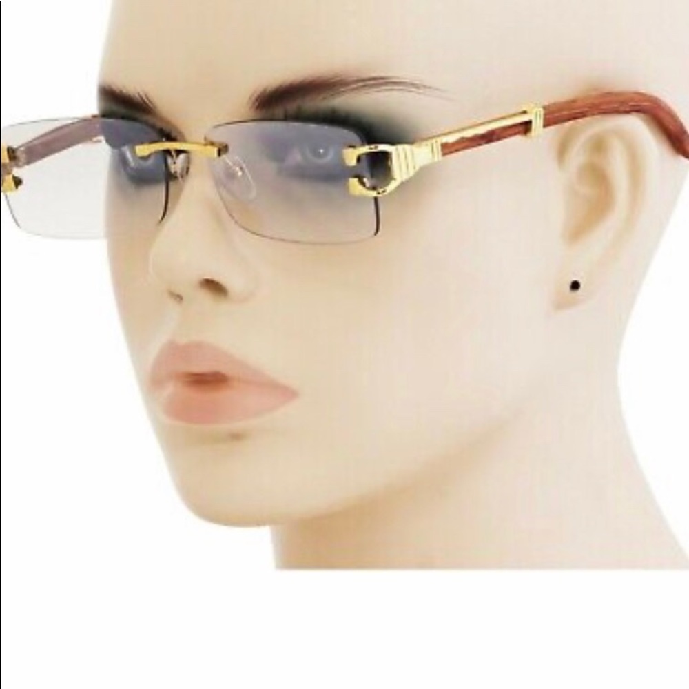 Wood Buff Glasses for Men Unique Square Rimless